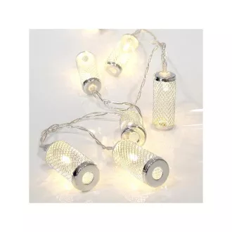 Eurolamp LED svetlobna veriga s kovinskim cilindrom, toplo bela, 10 LED diod, 1 kos