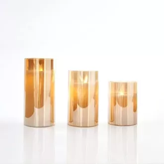 Eurolamp Božična dekoracija steklena sveča LED, časovnik, 7,5 x 15 cm, 1 kos