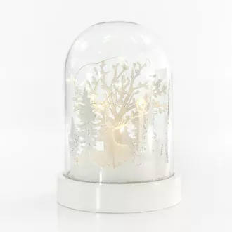 Eurolamp Osvetljena kupola, z jelenom in drevesi, 10 LED, 12,5 x 18,5 cm, 1 kos