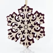 Eurolamp Božična dekoracija viseča snežinka, lesena 14 x 0,5 x 15 cm, 1 kos