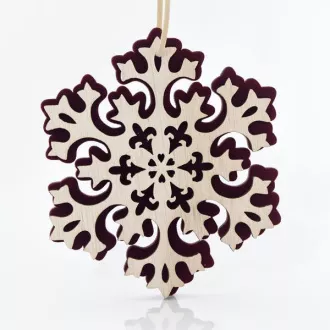 Eurolamp Božična dekoracija viseča snežinka, lesena 14 x 0,5 x 15 cm, 1 kos