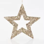 Eurolamp Star, zlata z bleščicami, 45 cm
