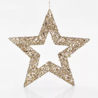 Eurolamp Star, zlata z bleščicami, 45 cm