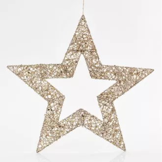 Eurolamp Star, zlata z bleščicami, 60 cm