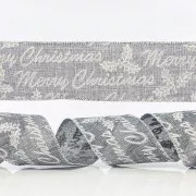 Eurolamp Božična dekoracija siv trak s srebrno barvo vesel božič, 6,35 cm, 1 kos