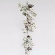 Eurolamp Božična dekoracija zasnežena veja z borovimi storži, 153 cm, 1 kos