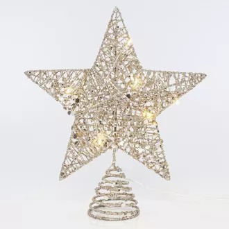 Eurolamp Zlata božična zvezda za drevo, 10 toplo belih LED diod, 25,4 cm, 1 kos Eurolamp Zlata božična zvezda za drevo, 10 toplo belih LED diod, 25,4 cm, 1 kos