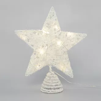 Eurolamp Bela božična zvezda z bleščicami, 10 toplo belih LED diod, 25,4 cm, 1 kos Eurolamp Bela božična zvezda z bleščicami, 10 toplo belih LED diod, 25,4 cm, 1 kos