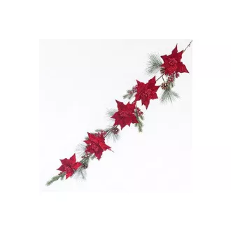 Eurolamp Božična dekoracija girlanda s poinsettiji, premer 175 cm, 1 kos