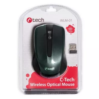 C-TECH miška WLM-01, črna, brezžična, USB nano sprejemnik