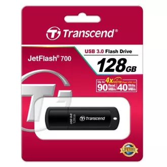 TRANSCEND Flash disk 128 GB JetFlash®700, USB 3.0 (R:90/W:40 MB/s), črn