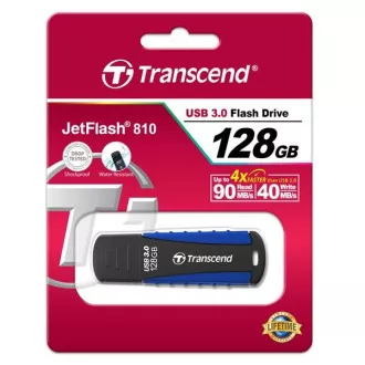 TRANSCEND Flash disk 128 GB JetFlash®810, USB 3.0 (vodoodporen, odporen na udarce) (R:90/W:40 MB/s), črna/modra TRANSCEND Flash disk 128 GB JetFlash®810, USB 3.0 (vodoodporen, odporen na udarce) (R:90/W:40 MB/s), črna/modra