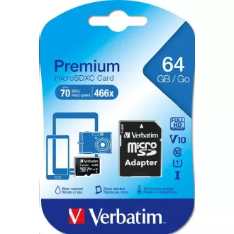 VERBATIM MicroSDXC 64GB Premium, U1   adapter