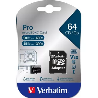 VERBATIM MicroSDXC 64GB Pro, U3   adapter