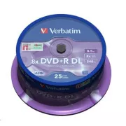 VERBATIM DVD R(25-krat) Dvoslojni/8x/8,5 GB/vreteno