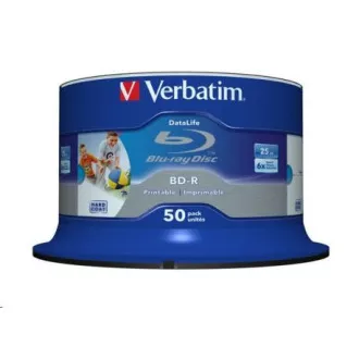 VERBATIM BD-R SL Datalife HTL (50 pakiranj)Blu-Ray/vreteno/6x/25 GB s široko možnostjo tiskanja