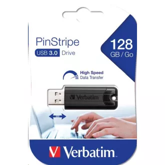 VERBATIM Flash disk 128 GB PinStripe USB 3.0, črn