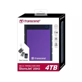 TRANSCEND Zunanji trdi disk USB 3.1 StoreJet 25H3P, 4 TB, vijolične barve (odporen na udarce)