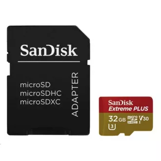 SanDisk MicroSDHC kartica 32 GB Extreme PLUS (10 MB/s, UHS-I V30, Rescue Pro Deluxe)   adapter