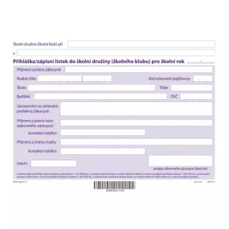 Obrazec: Vpisni list za popoldansko varstvo A5 OPTYS Obrazec: Vpisni list za popoldansko varstvo A5 OPTYS