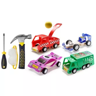 Stanley Jr. U001-K04-T03-SY Komplet 4 avtomobilov, izvijača in kladiva