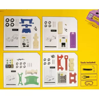 Stanley Jr. U001-K04-T03-SY Komplet 4 avtomobilov, izvijača in kladiva