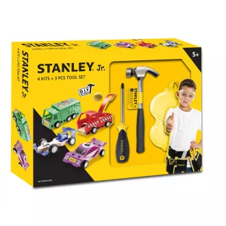 Stanley Jr. U001-K04-T03-SY Komplet 4 avtomobilov, izvijača in kladiva