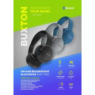 BHP 7300 ČRNE SLUŠALKE BT BUXTON