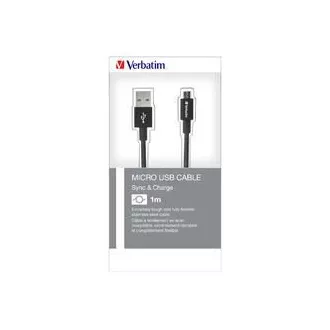 VERBATIM kabel Mirco B USB Cable Sync & Charge 100cm Black 48863 O2 nalepka