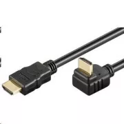 PremiumCord HDMI High Speed Ethernet kabel, pozlačen ukrivljen priključek 270° 1m