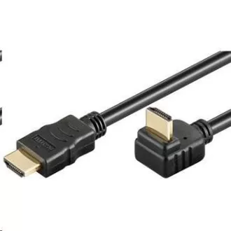 PremiumCord HDMI High Speed Ethernet kabel, pozlačen ukrivljen priključek 270° 1m