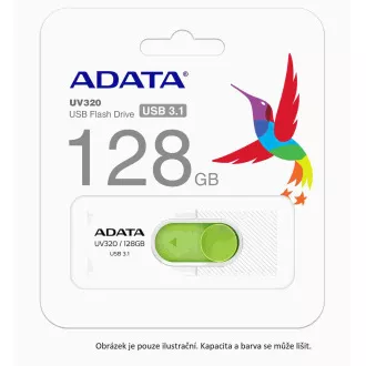 ADATA Flash disk 64 GB UV320, USB 3.1 Dash Drive, bela/zelena