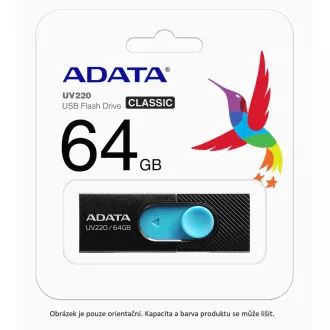 ADATA Flash disk 32 GB UV220, USB 2.0 Dash Drive, črna/modra ADATA Flash disk 32 GB UV220, USB 2.0 Dash Drive, črna/modra