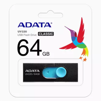 ADATA Flash disk 64 GB UV220, USB 2.0 Dash Drive, črna/modra