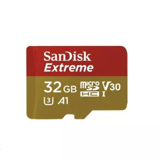 SanDisk MicroSDHC kartica 32 GB Extreme (100 MB/s, razred 10 UHS-I V30, za akcijske kamere)   adapter