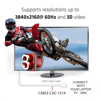Club3D Aktivni kabel USB Type-C do HDMI 2.0 4K60Hz UHD, 1, 8 m