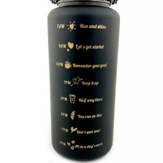 Motivacijska športna steklenica 3v1, 2000 ml   900 ml   300 ml, črna