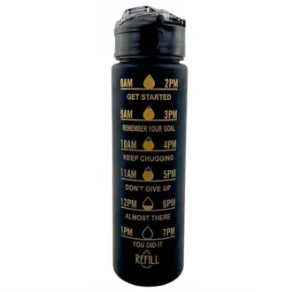 Motivacijska športna steklenica 3v1, 2000 ml   900 ml   300 ml, črna