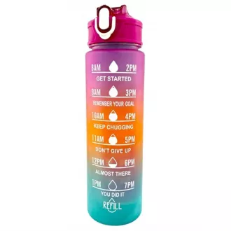 Motivacijska športna steklenica 3v1, 2000 ml   900 ml   300 ml, črna