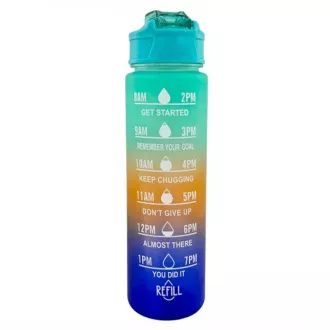Motivacijska športna steklenica 3v1, 2000 ml   900 ml   300 ml, črna