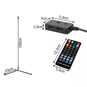 Talna svetilka RGB LED v kotu, z daljinskim upravljalnikom Talna svetilka RGB LED v kotu, z daljinskim upravljalnikom