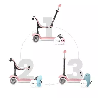 Trikolesni skuter Cariboo Twist 3v1 s kolesi LED, roza Trikolesni skuter Cariboo Twist 3v1 s kolesi LED, roza