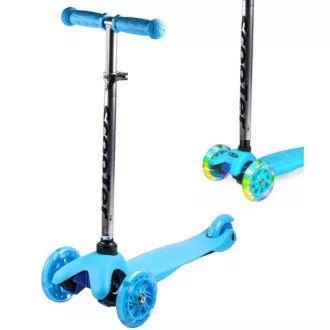 MINI SCOOTER trikolesni skuter s svetlečimi kolesi, modre barve