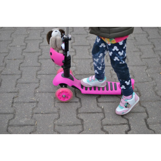 Otroški skuter 3v1 BERUŠKA s kolesi LED, roza