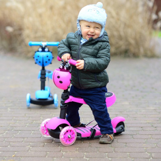 Otroški skuter 3v1 BERUŠKA s kolesi LED, roza