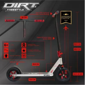 Zložljivi skuter Story Dirt Freestyle Scooter, črn Zložljivi skuter Story Dirt Freestyle Scooter, črn