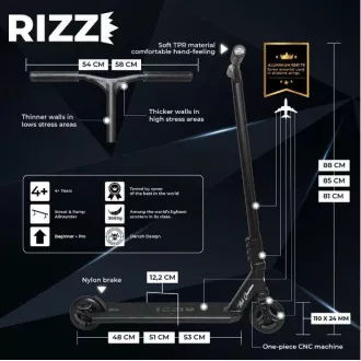 Skuter prostega sloga NKD Rizz Stunt, črn
