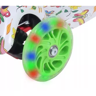 MINI SCOOTER trikolesni skuter z osvetljenimi kolesi, metulji