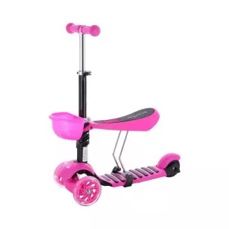 MINI SCOOTER 2v1 trikolesni skuter s kolesi LED, roza
