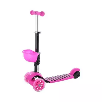 MINI SCOOTER 2v1 trikolesni skuter s kolesi LED, roza
